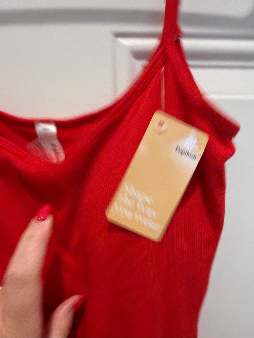 NWT Popilush Red Spaghetti Strap Slip Dress with built in shapewear- Women - Picture 2 of 4